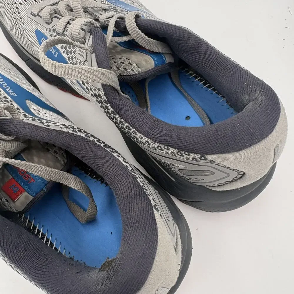 Brooks Ghost 14 Men's Size 9.5 D Grey And Blue Comfort Running/Walking Sneakers